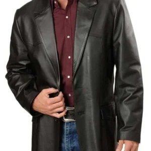 Elegance Black Leather Blazer