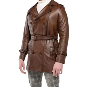 Brown Waxed Leather Coat
