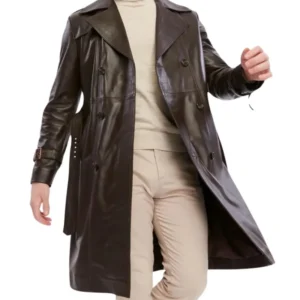 Brown Leather Trench Coat