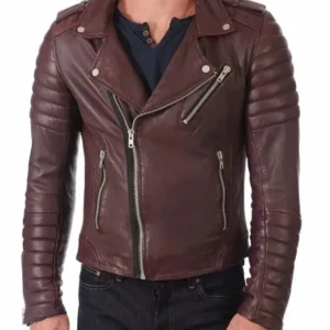 Brown Leather Biker Jacket