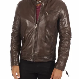 Brown Leather Biker Jacket