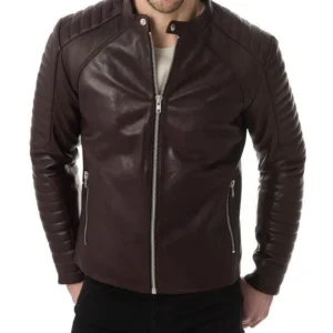 Brown Leather Biker Jacket