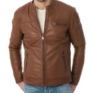 Tan Leather Biker Jacket