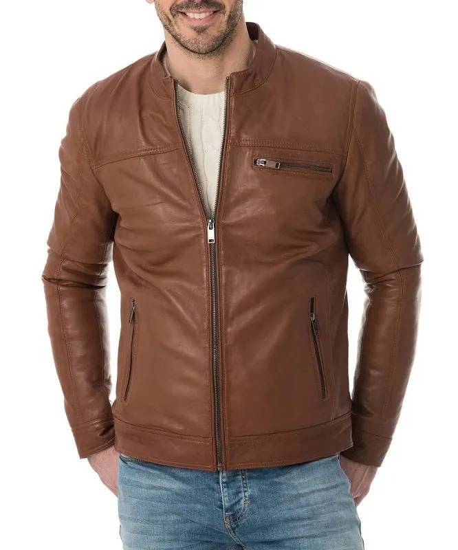 Tan Leather Biker Jacket