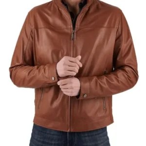 Tan Leather Biker Jacket