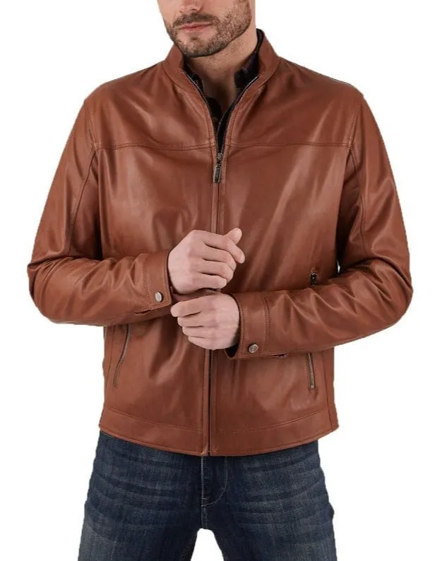 Tan Leather Biker Jacket