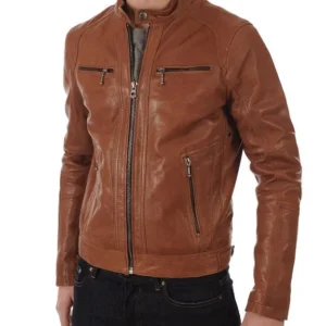 Tan Leather Biker Jacket