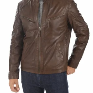 Brown Leather Biker Jacket