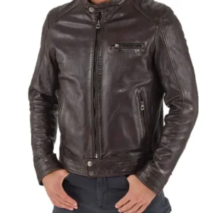 Brown Leather Biker Jacket