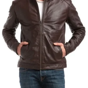 Brown Leather Biker Jacket