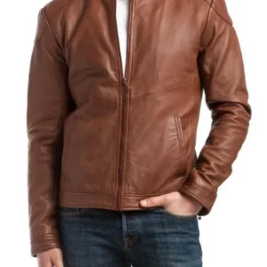 Tan Leather Biker Jacket