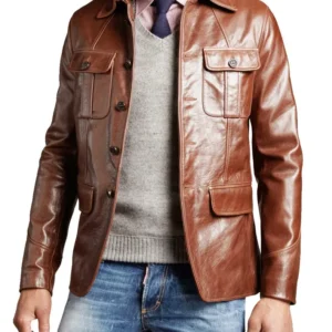 Tan Leather Blazer