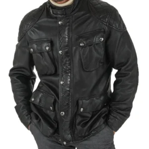 Black Leather 3/4 Length Jacket