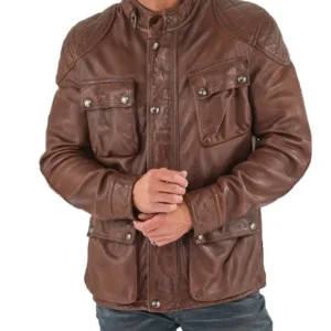 Brown Leather 3/4 Length Jacket