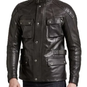 Black Leather 3/4 Length Jacket