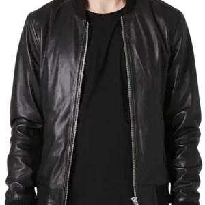 Black Leather Bomber Jacket