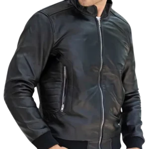 Black Leather Bomber Jacket