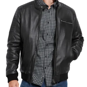 Black Leather Bomber Jacket