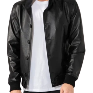 Black Leather Bomber Jacket