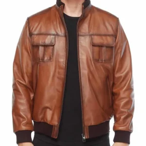 Waxed Leather Bomber Jacket