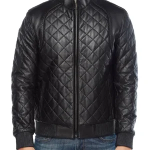 Black Leather Bomber Jacket