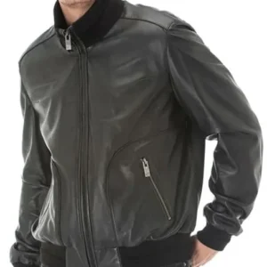 Black Leather Bomber Jacket