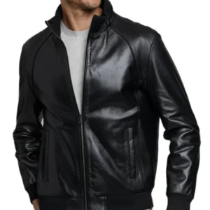 Black Leather Bomber Jacket