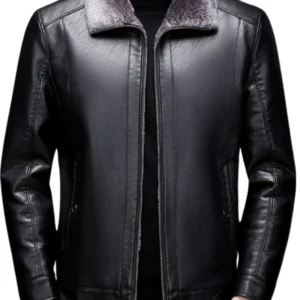 Black Faux Shearling Leather Jacket