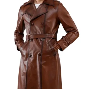 Tan Leather Trench Coat