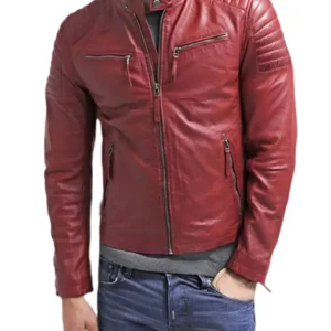 Red Leather Biker Jacket