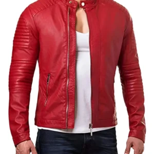 Red Leather Biker Jacket