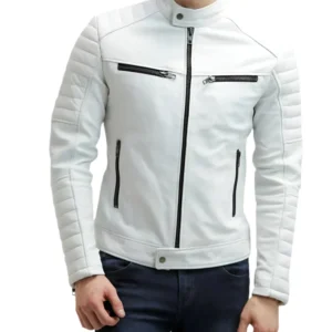 White Leather Biker Jacket