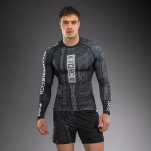 Karate Combat by Venum Long Sleeve Rashguard - Black/Grey