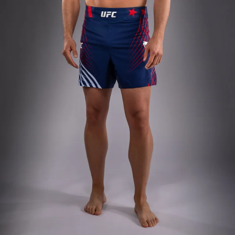 Men's Official UFC Freedom 250 by Venum Blue Personalized Authentic Fight Night Short Fit Fight Short - Image 2