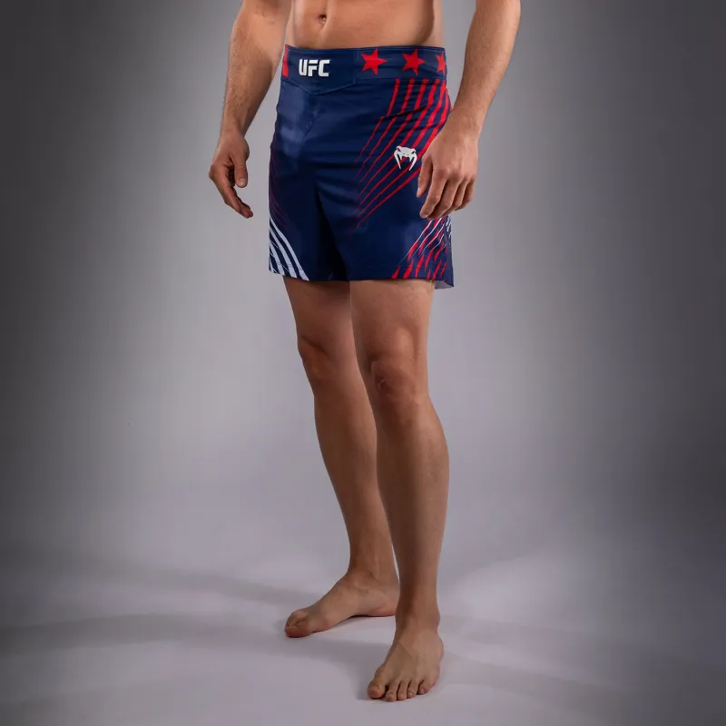 Men's Official UFC Freedom 250 by Venum Blue Personalized Authentic Fight Night Short Fit Fight Short - Image 4