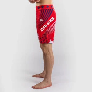 Men's Official UFC Freedom 250 by Venum Red Authentic Fight Night Long Fit Fight Short -Zahabi