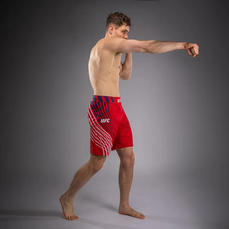 Men's Official UFC Freedom 250 by Venum Red Authentic Fight Night Long Fit Fight Short -Zahabi - Image 4