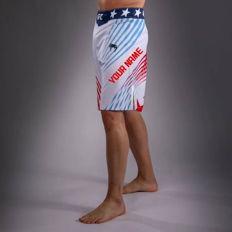 Men's Official UFC Freedom 250 by Venum White Personalized Authentic Fight Night Long Fit Fight Short