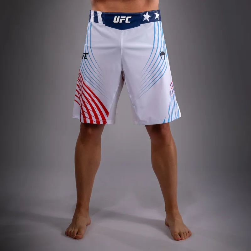 Men's Official UFC Freedom 250 by Venum White Personalized Authentic Fight Night Long Fit Fight Short - Image 2