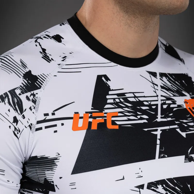 Men's UFC Zenith by Venum White Authentic Fight Week Performance Short Sleeve Rashguard - Image 4