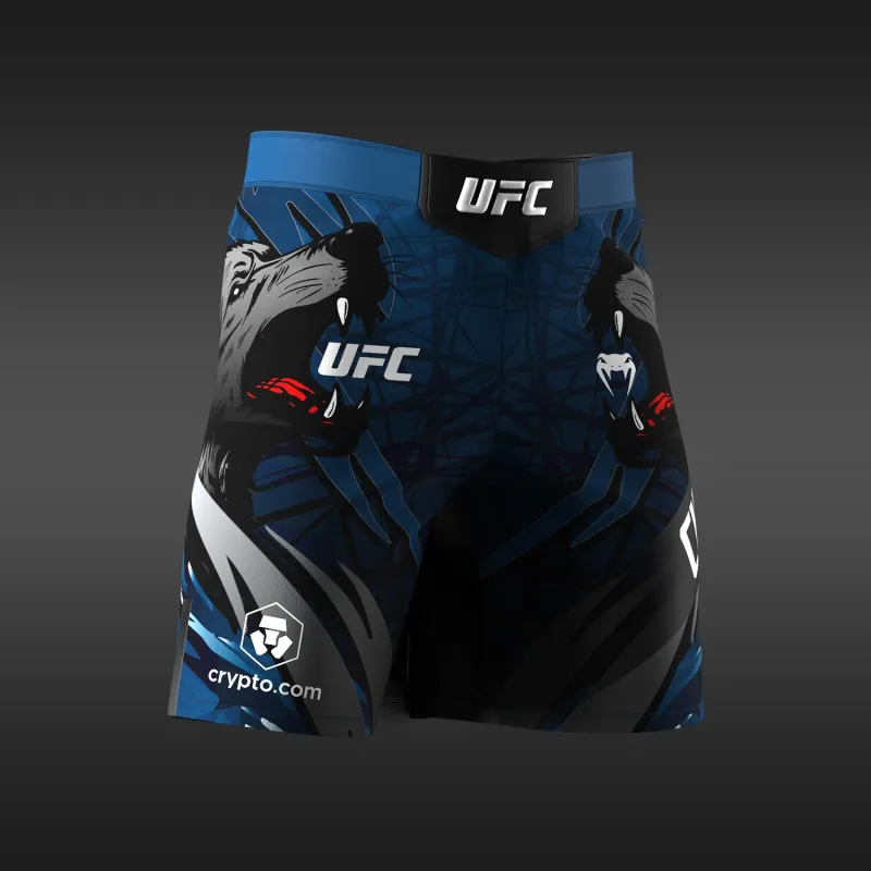 Men’s Unrivaled by Venum Blue Khamzat Chimaev Long Fit Fight Short - Image 2