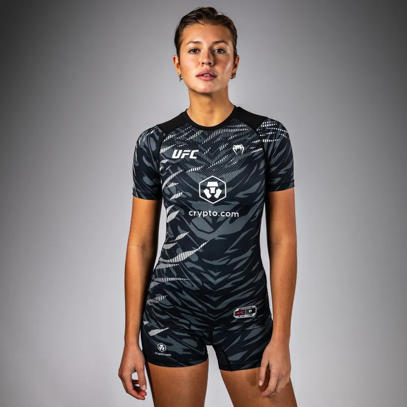 UFC Fusion by Venum Authentic Fight Night Women’s Performance Short Sleeve Rashguard - Black - Image 2
