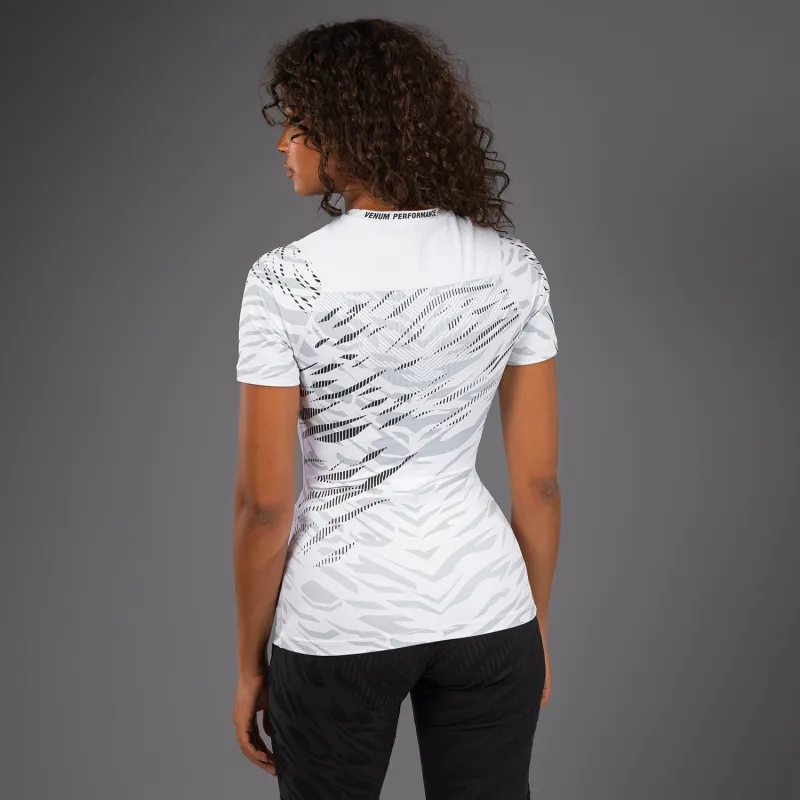 UFC Fusion by Venum Authentic Fight Night Women’s Performance Short Sleeve Rashguard - White - Image 5