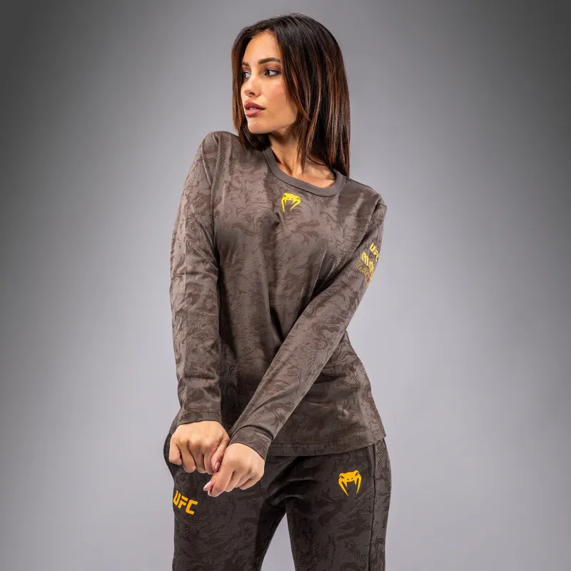 UFC Fusion by Venum Fight Week Women’s Long Sleeve Cotton T-Shirt - Earthen Brown - Image 2