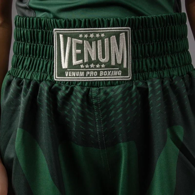 Venum Attack Kids Boxing Shorts - Forest Green/ Off White - Image 4