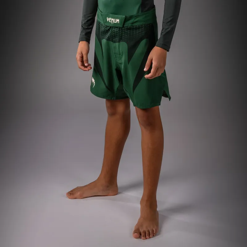 Venum Attack Kids Fightshorts - Forest Green/ Off White - Image 2