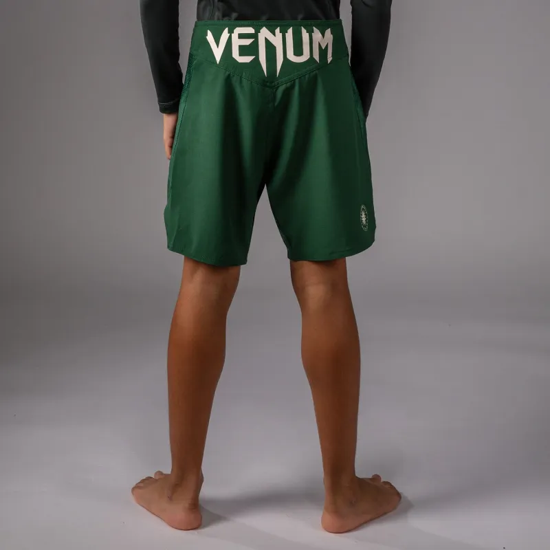 Venum Attack Kids Fightshorts - Forest Green/ Off White - Image 3