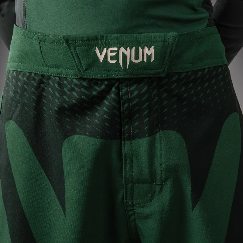 Venum Attack Kids Fightshorts - Forest Green/ Off White - Image 4