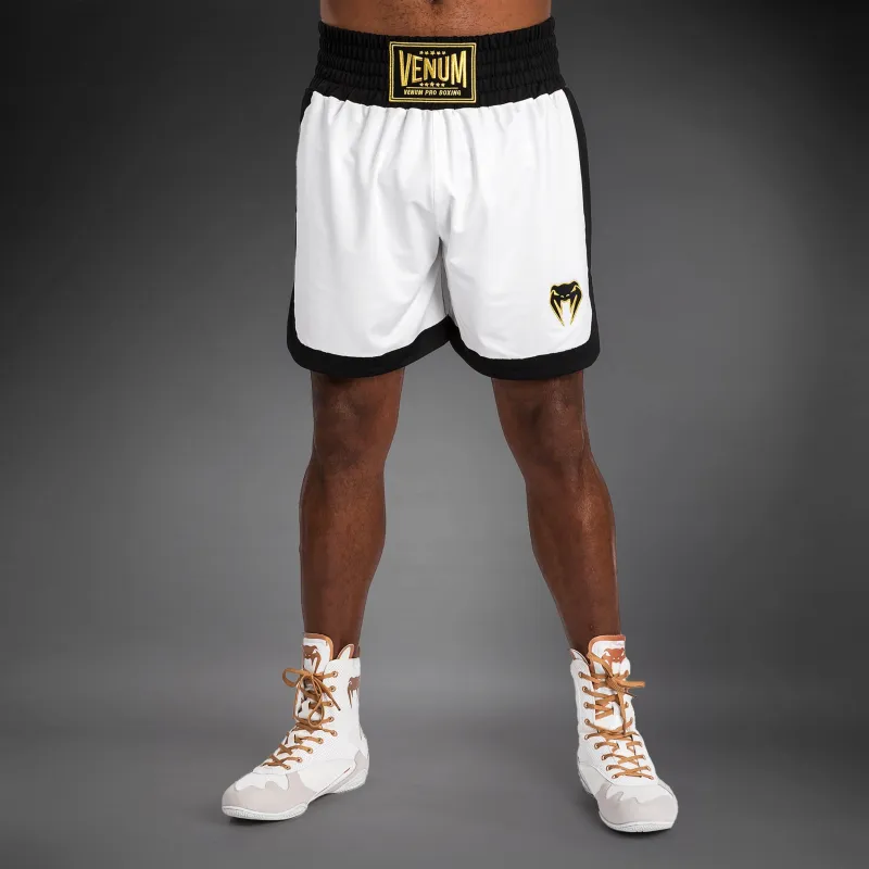 Venum Classic Boxing Shorts - White/Black - Image 3