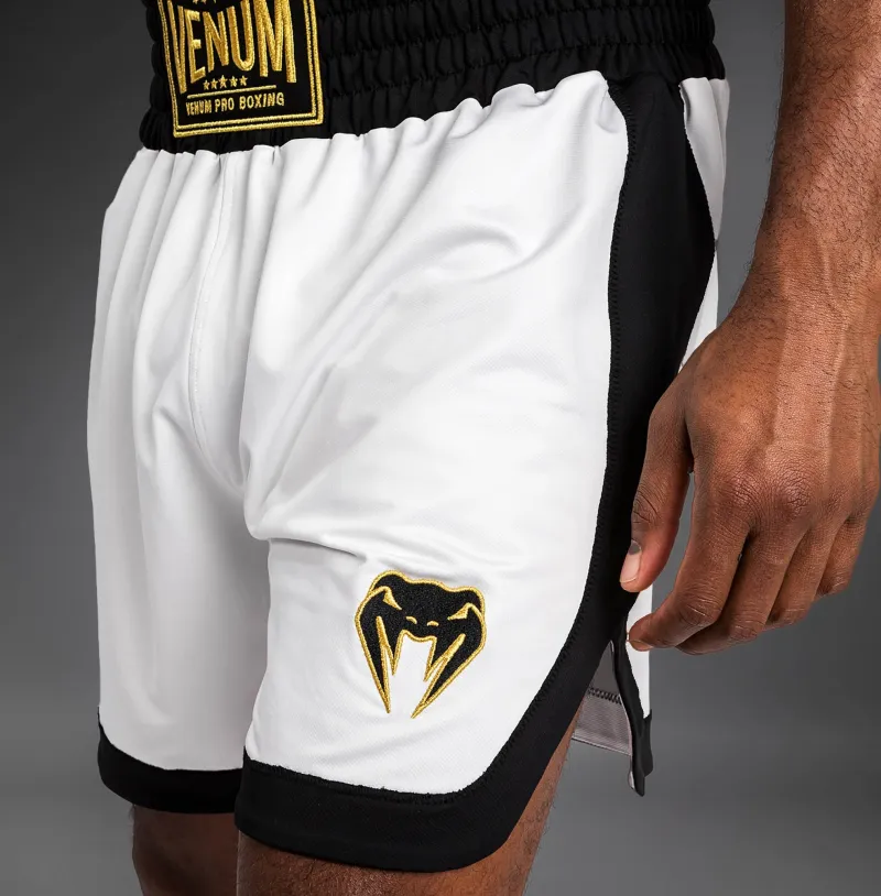 Venum Classic Boxing Shorts - White/Black - Image 5